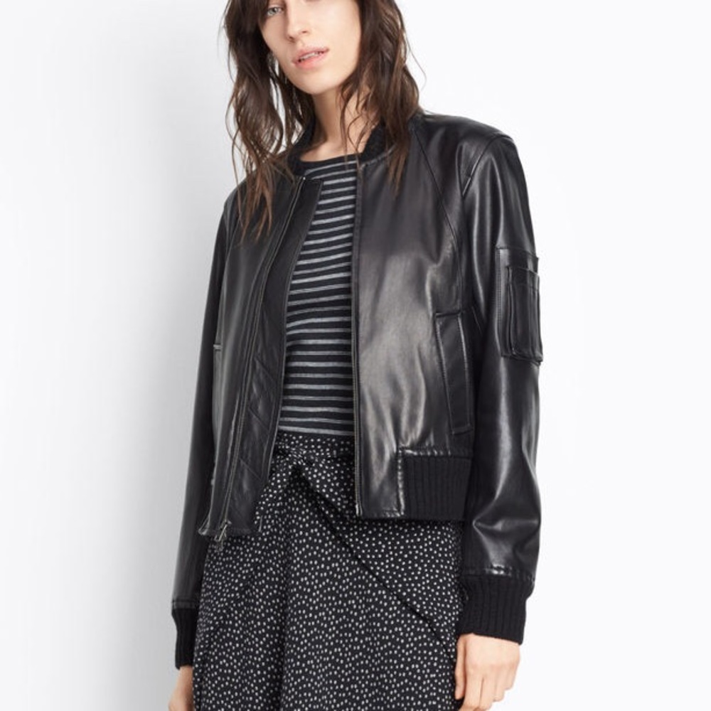 Vince Leather Bomber Jacket